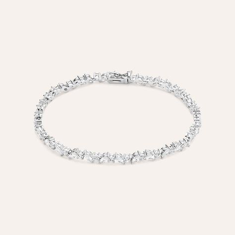 Bracciale tennis Silver Elegance in argento con zirconi marquise, 18 cm