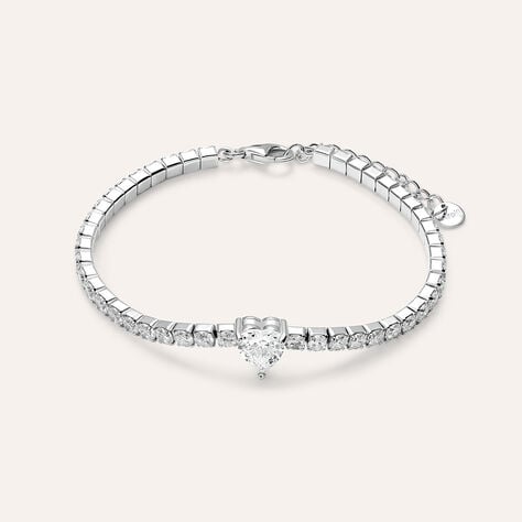 Bracciale tennis cuore Silver Elegance in argento con zirconi