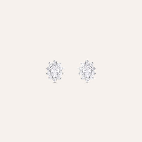 Orecchini Silver Elegance in argento con zircone ovale e contorno