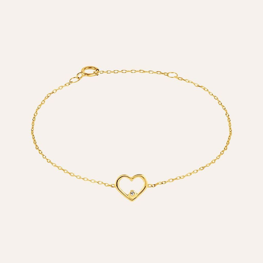 Bracciale cuore Mon Petit in oro giallo 9 kt con diamante