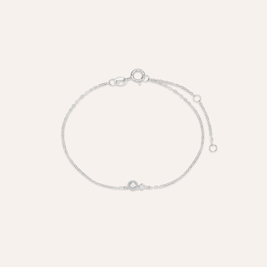 Bracciale Gabrielle in oro bianco 9 kt con perla e zircone