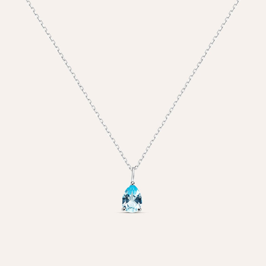 Collana punto luce Amélie in oro bianco 9 kt con topazio Sky Blue
