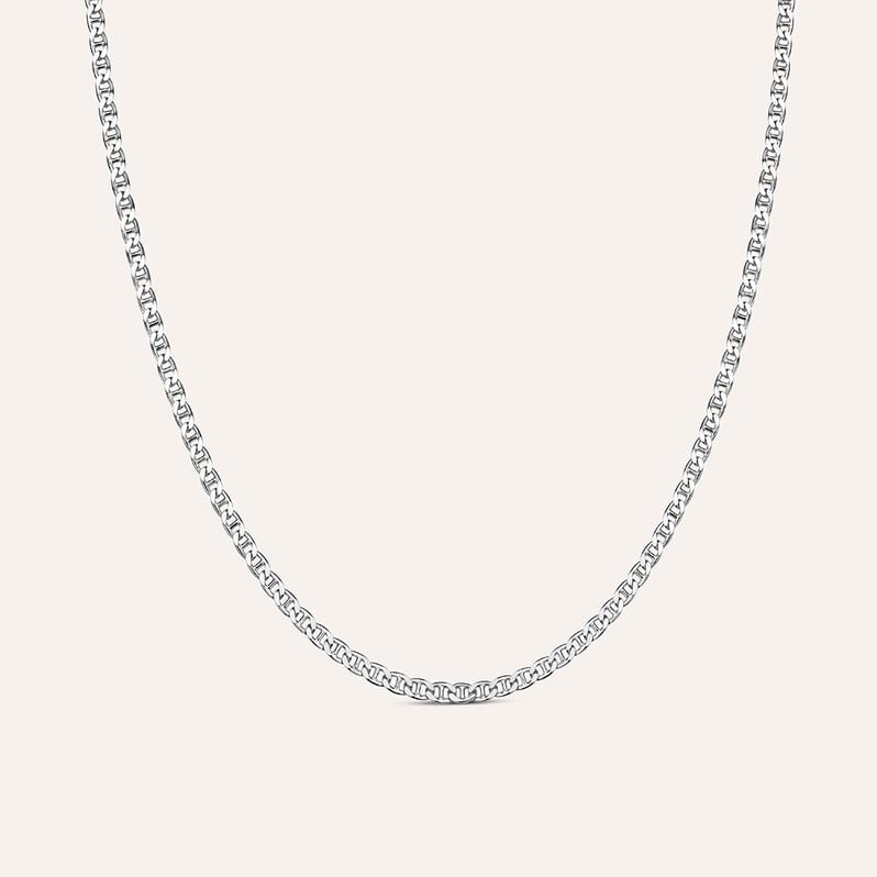 Catena traversino Gentleman in argento rodiato, 50 cm