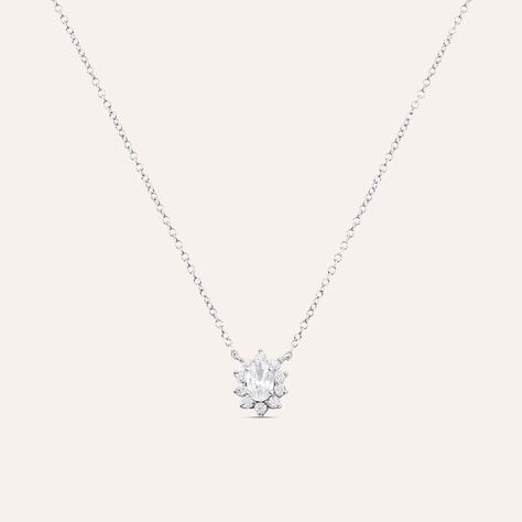 Collana Silver Elegance in argento con zircone ovale e contorno