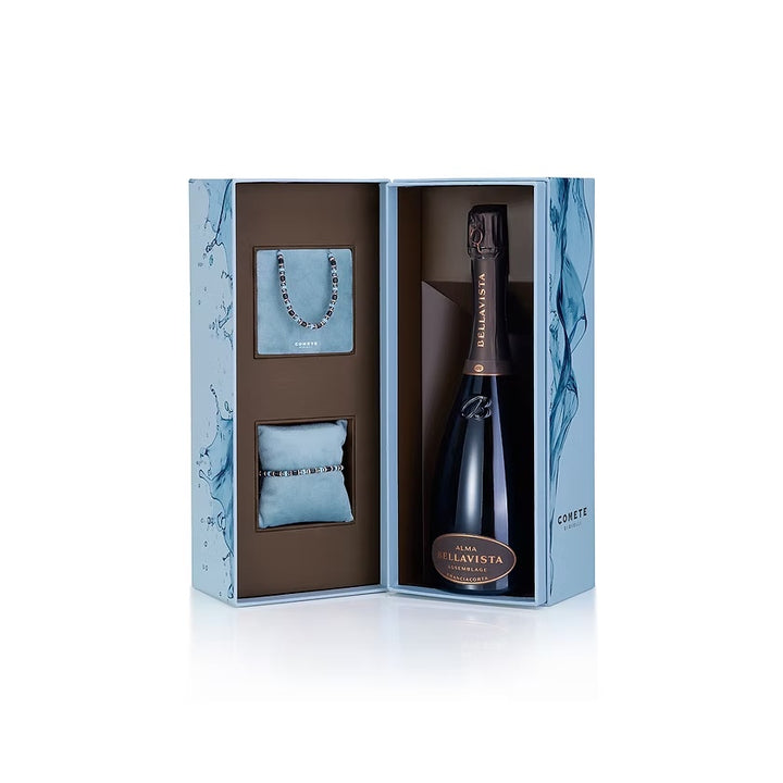 Box Divino Sfere Preziose con Girocollo, Bracciale e Franciacorta Bellavista