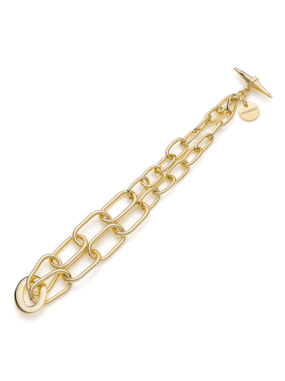 Bracciale catena fantasia ovale dorato