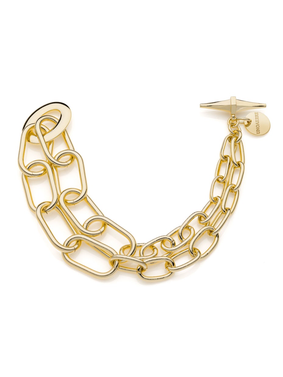 Bracciale catena fantasia ovale dorato
