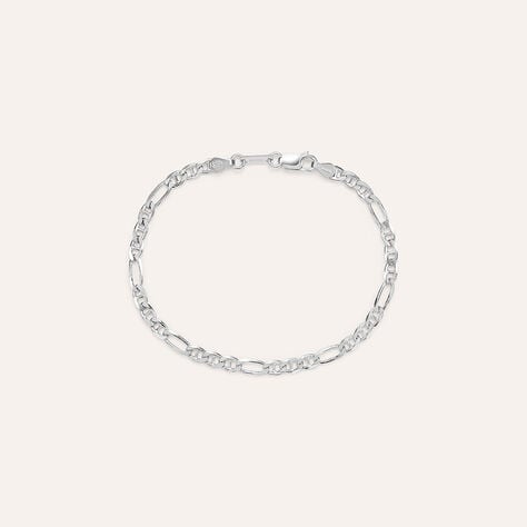 Bracciale catena alternata Gentleman in argento rodiato, 3,7 mm