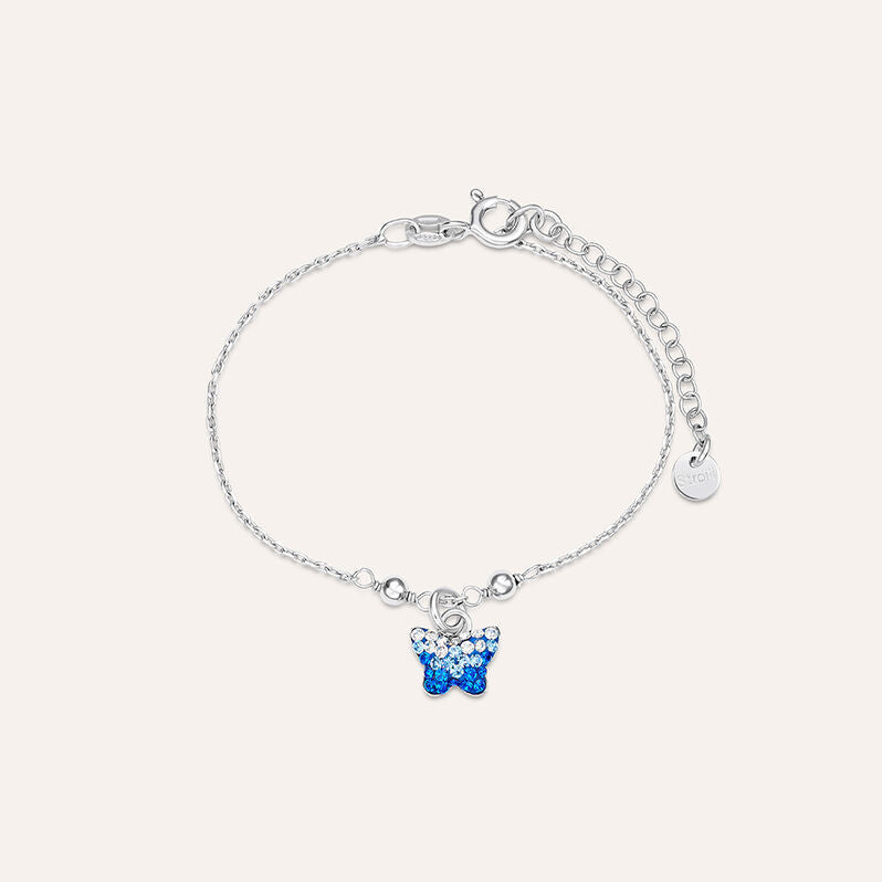 Bracciale farfalla Silver Baby in argento con cristalli blu