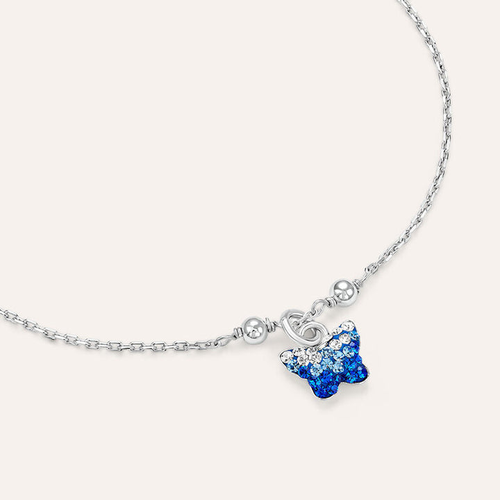 Bracciale farfalla Silver Baby in argento con cristalli blu