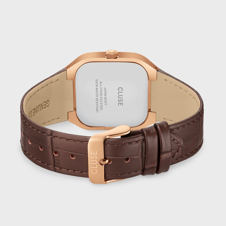 Orologio Uomo Multifunzione Oro Rosa con Quadrante Blu e Cinturino Pelle