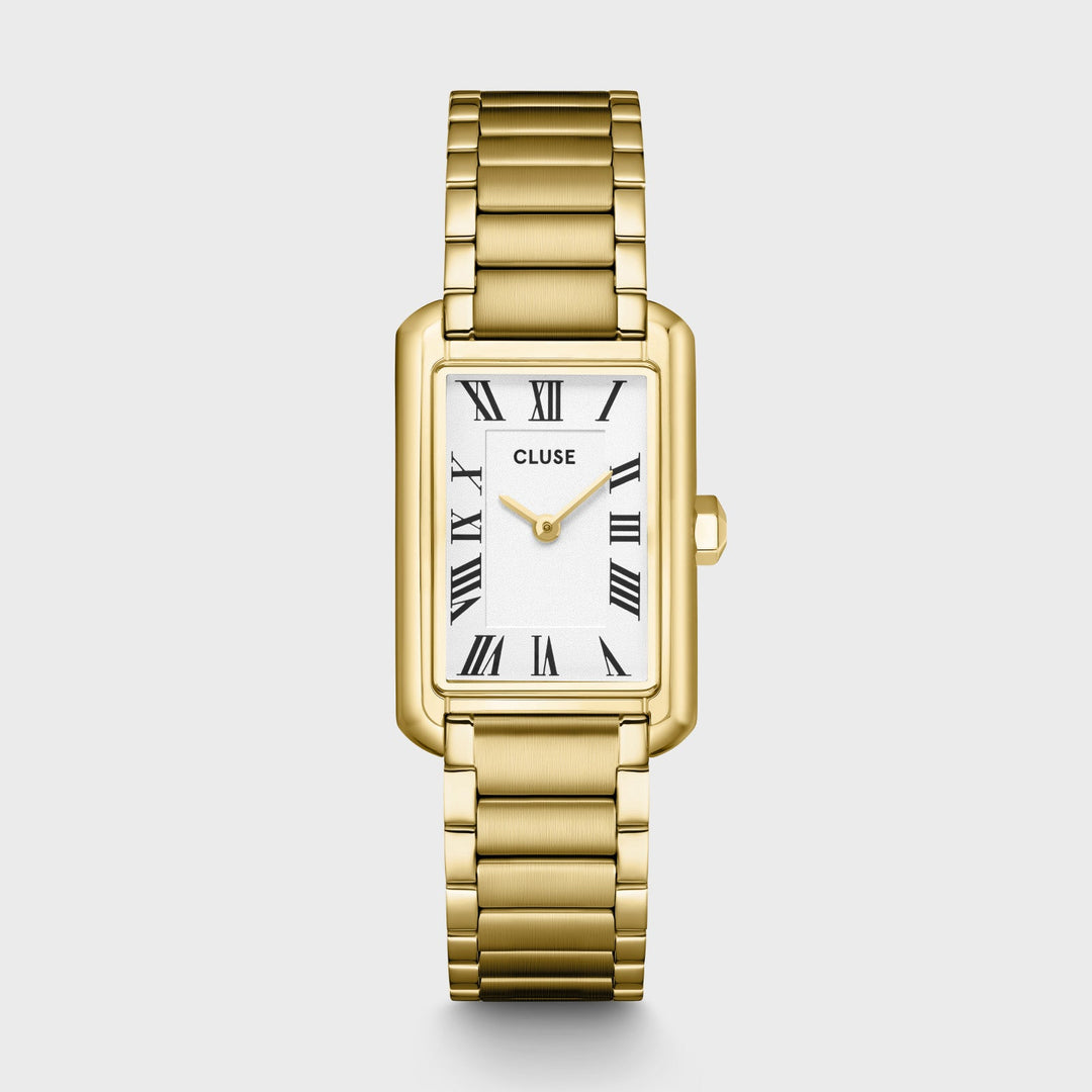 Set Orologio Donna Rettangolare Dorato con Bracciale Perle in Acciaio
