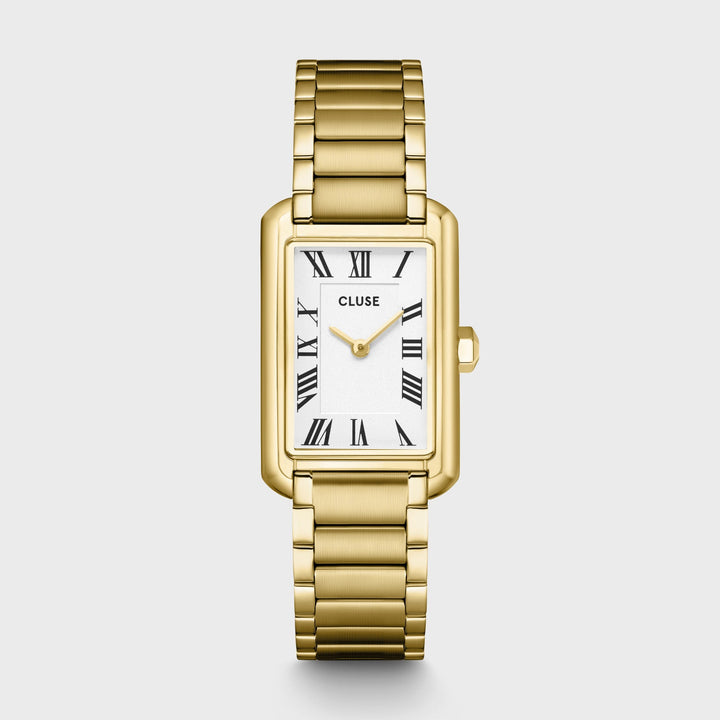 Set Orologio Donna Rettangolare Dorato con Bracciale Perle in Acciaio
