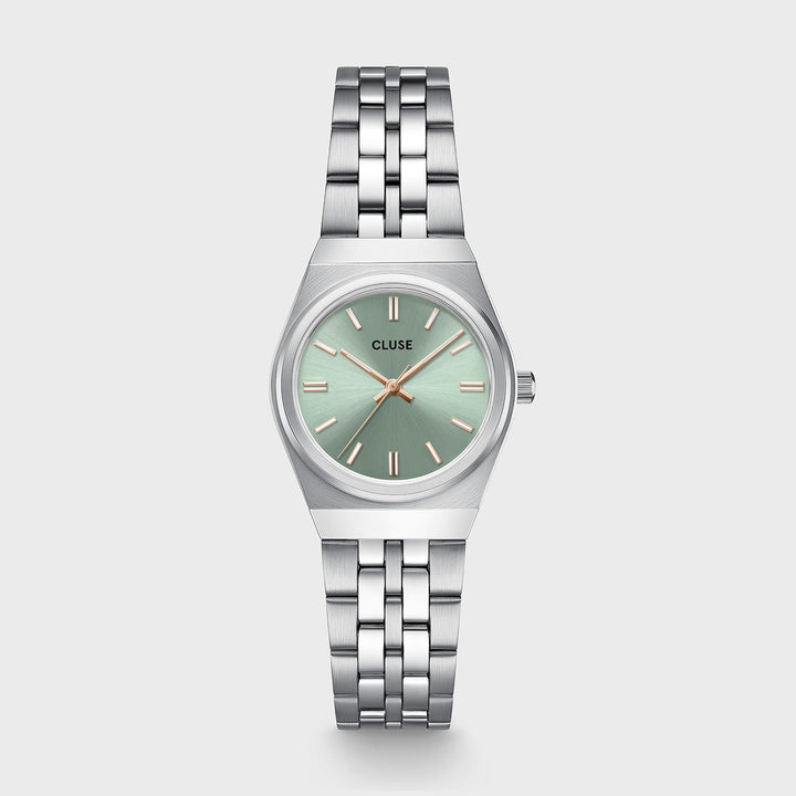 Orologio Donna Retro 70s Mini in Acciaio Argentato con Quadrante Verde Salvia