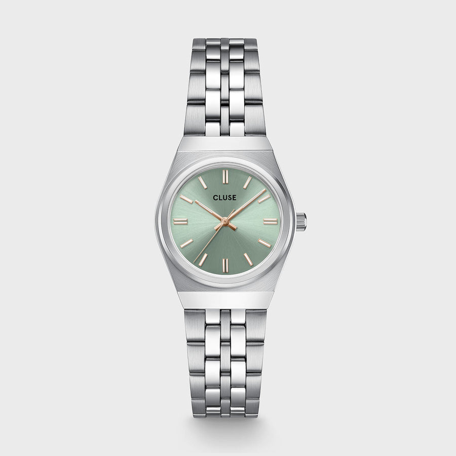 Orologio Donna Retro 70s Mini in Acciaio Argentato con Quadrante Verde Salvia