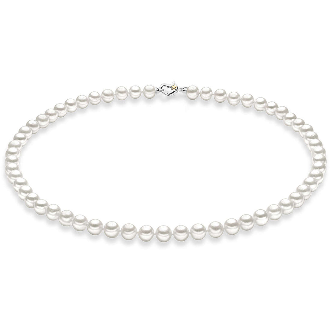 Collana Comete Fantasia di Perle con Cuore in Argento e Stella in Oro
