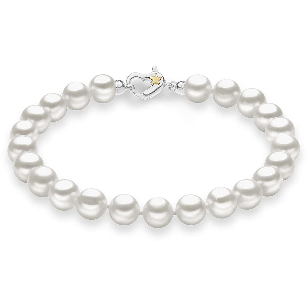 Bracciale Comete con Perle, Cuore in Argento e Stella in Oro