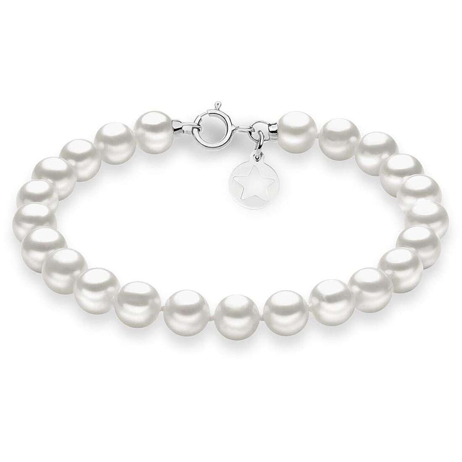 Bracciale Comete in Oro Bianco con Perle e Charm Stella