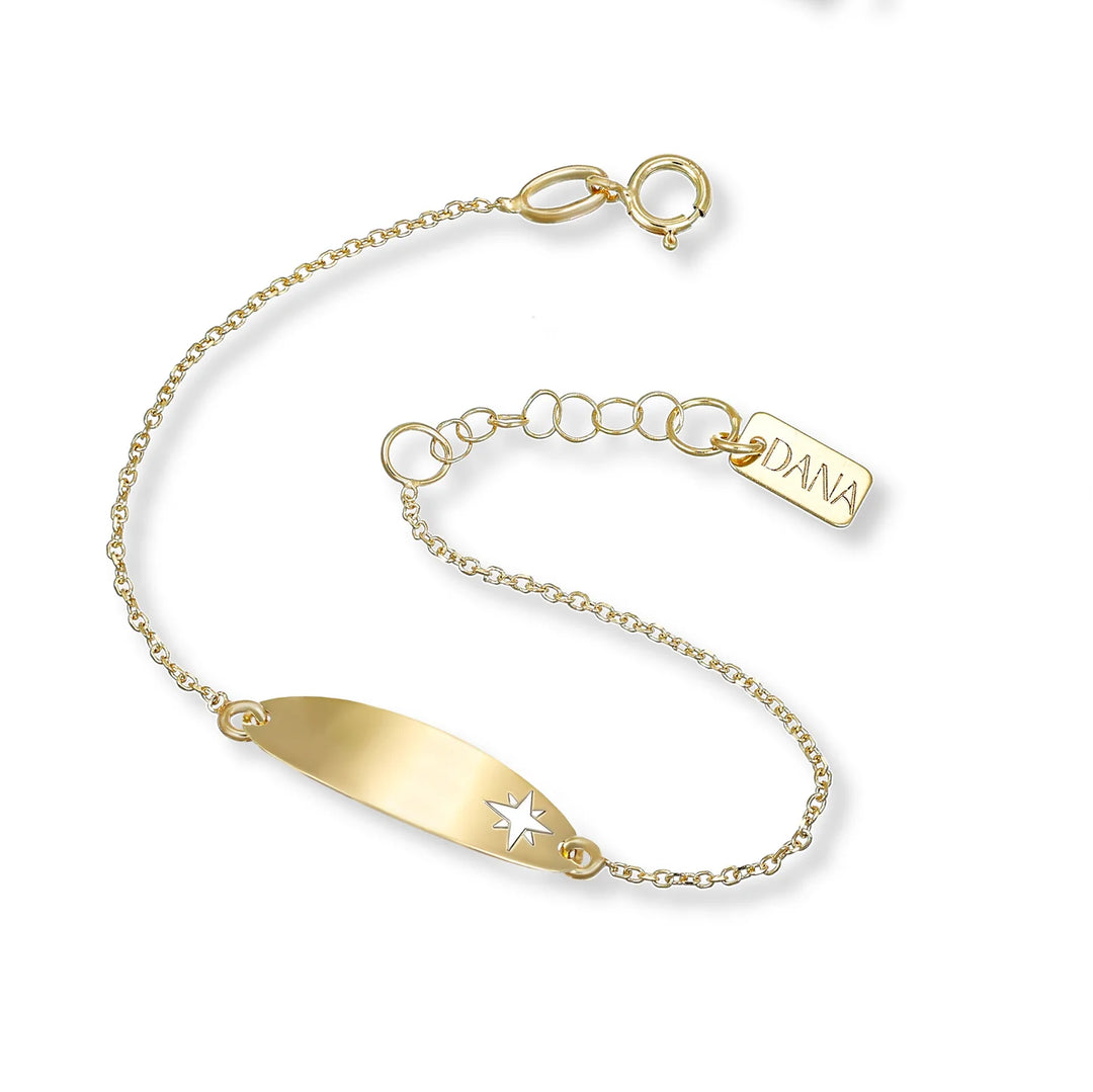Bracciale Baby con targa ovale e rosa dei venti traforata