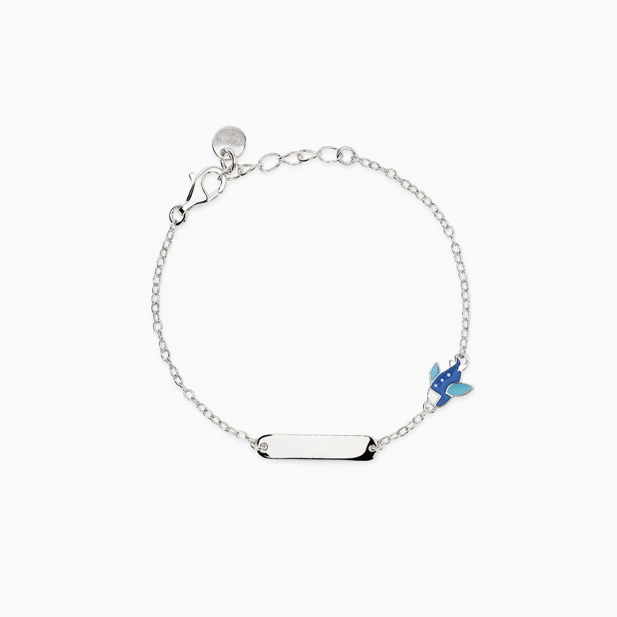 Bracciale baby PLANE-TAG con aeroplano e targhetta da incidere