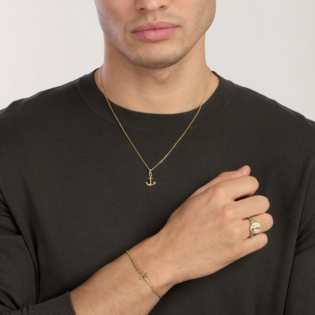 Collana uomo NAVY RULE con ancora in argento dorato