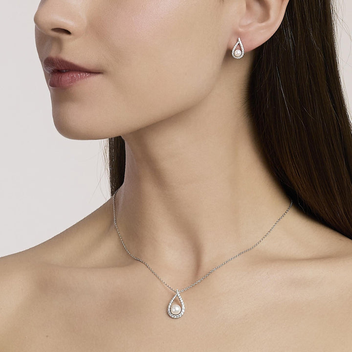 Orecchini ONE a goccia con zirconi e perla coltivata