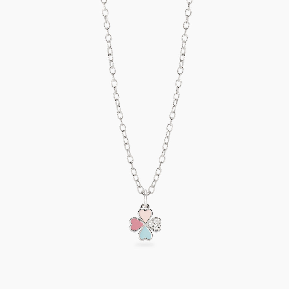 Collana da bambina CERCAMI con quadrifoglio smaltato