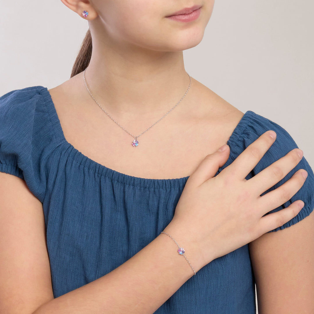 Collana da bambina QUATTRO DESIDERI con quadrifoglio colorato