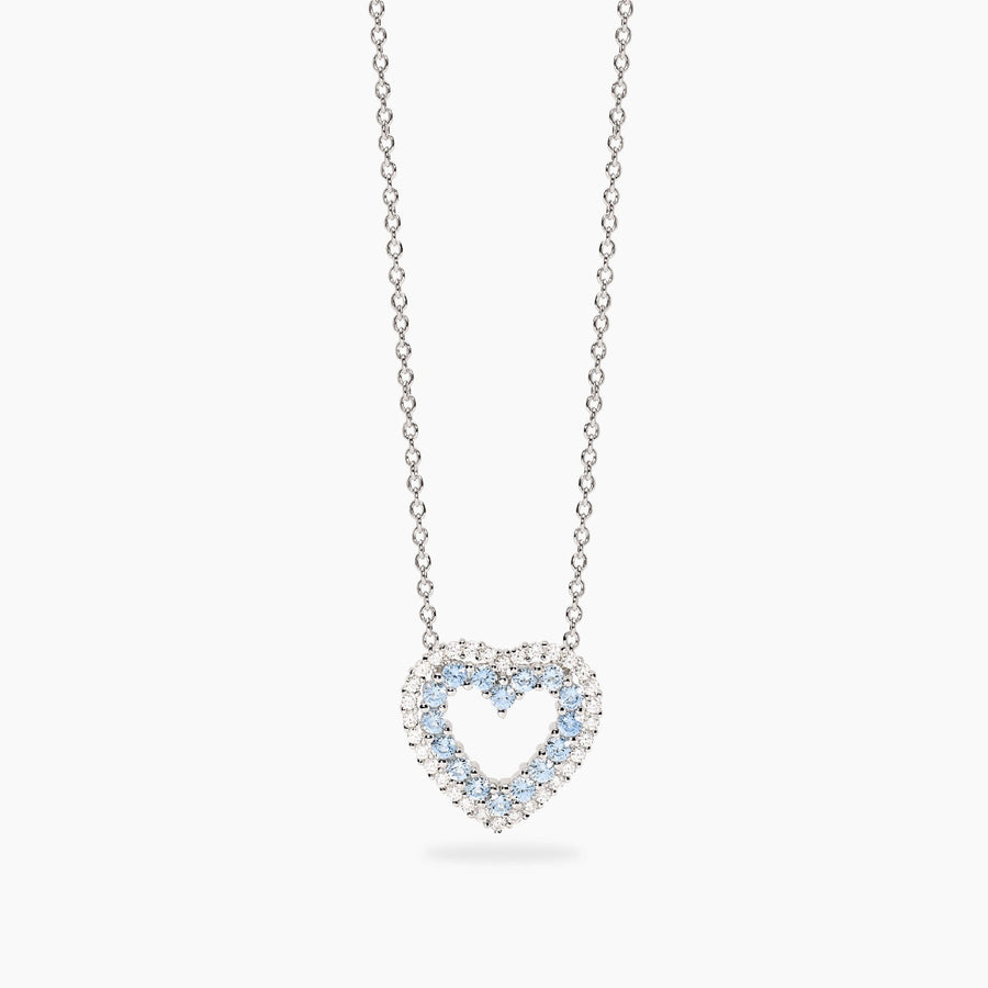 Girocollo REGINA DI CUORI con cuore di acquamarine e zirconi