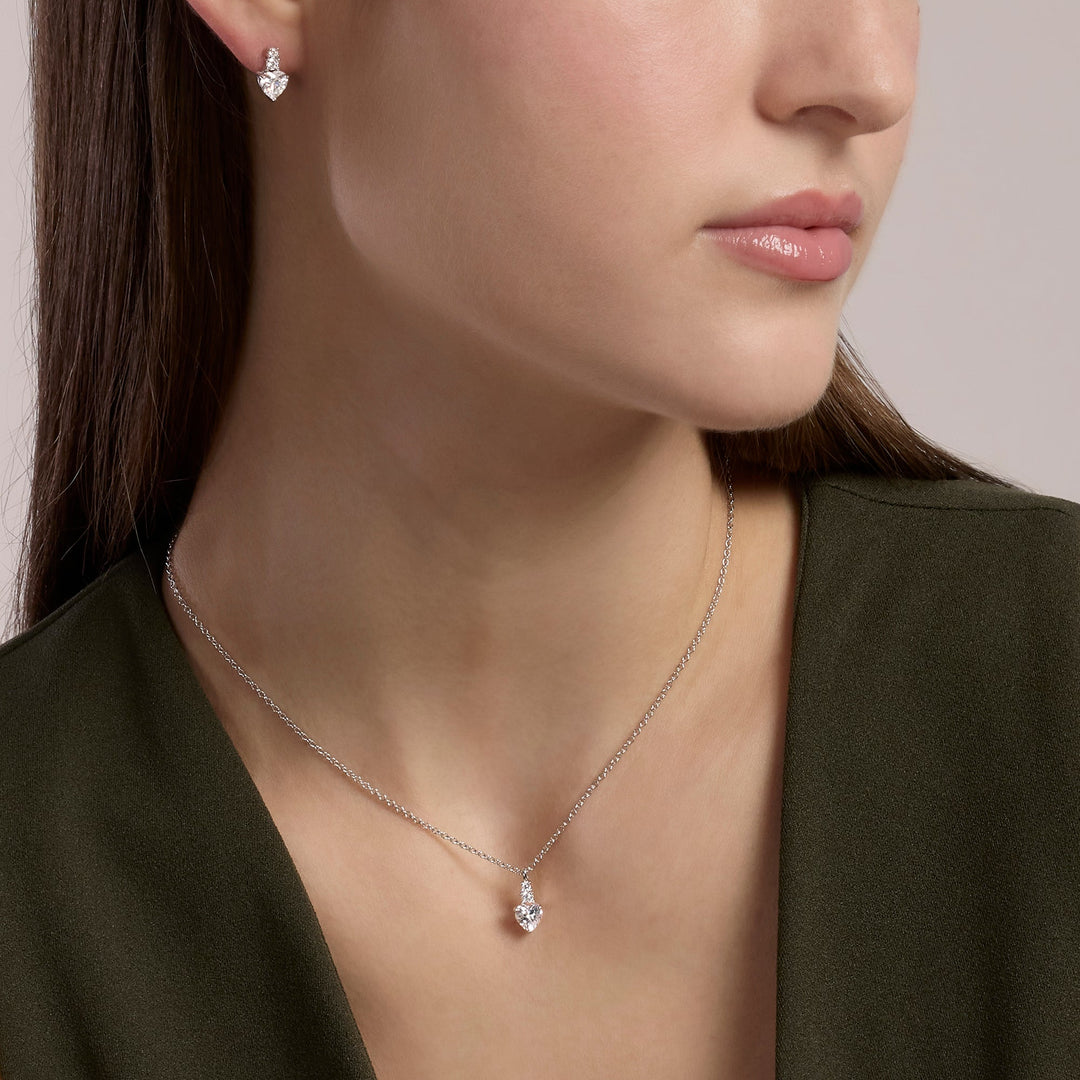 Orecchini ROUGE con cuore di zirconi pendente