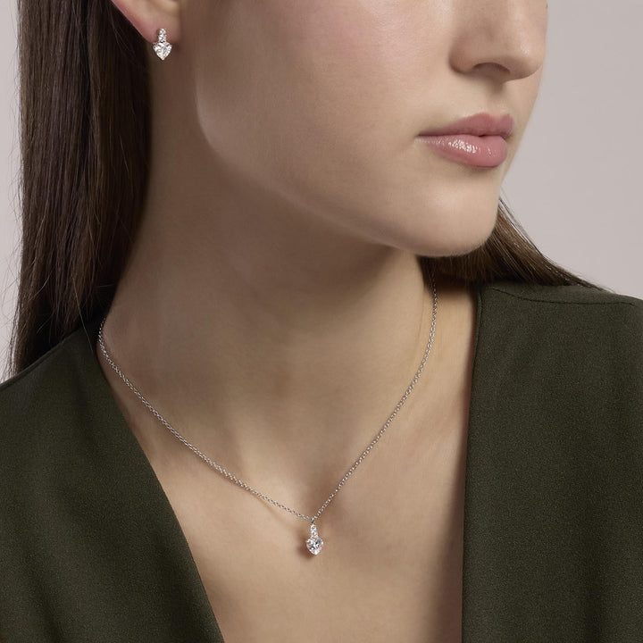Orecchini ROUGE con cuore di zirconi pendente