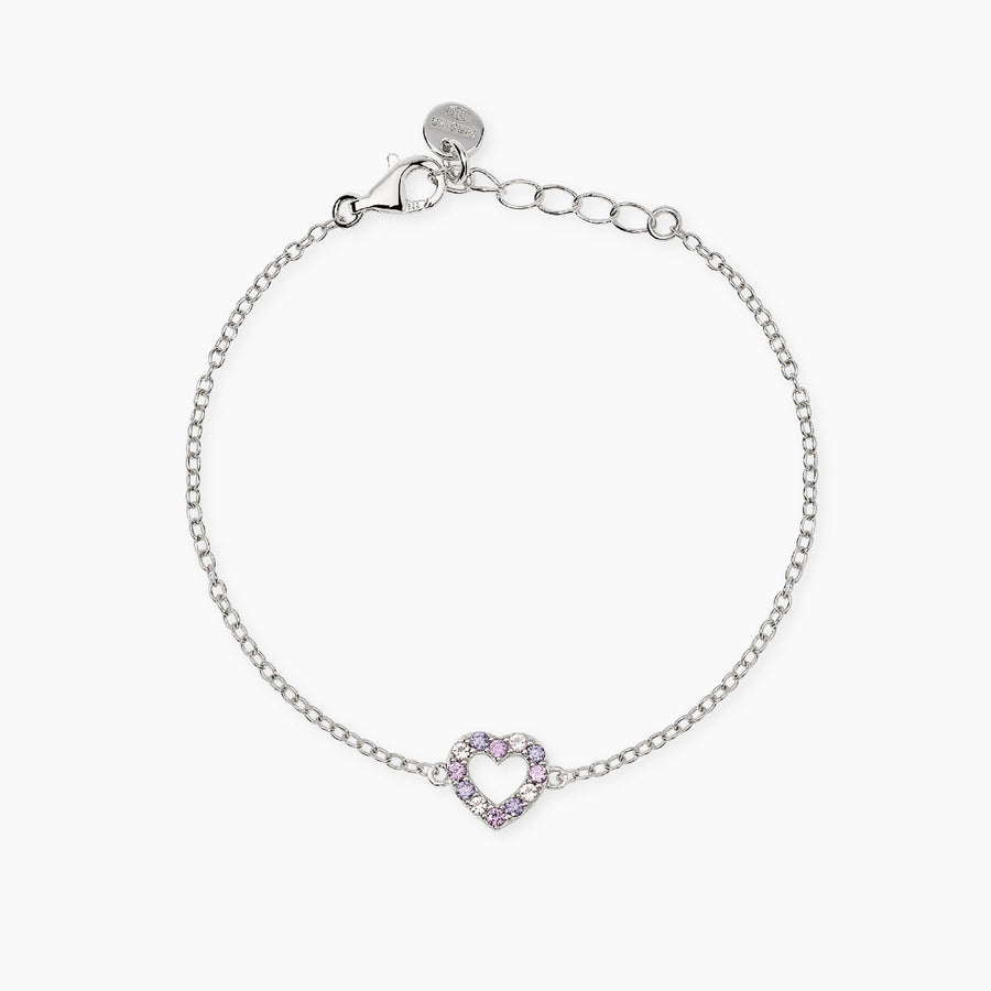 Bracciale da bambina AMORE GRANDE con cuore di pietre rosa