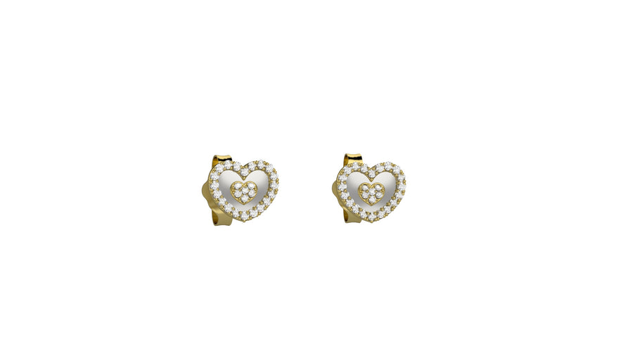 Orecchini Cuore nel Cuore in argento 925 con pietre brillanti