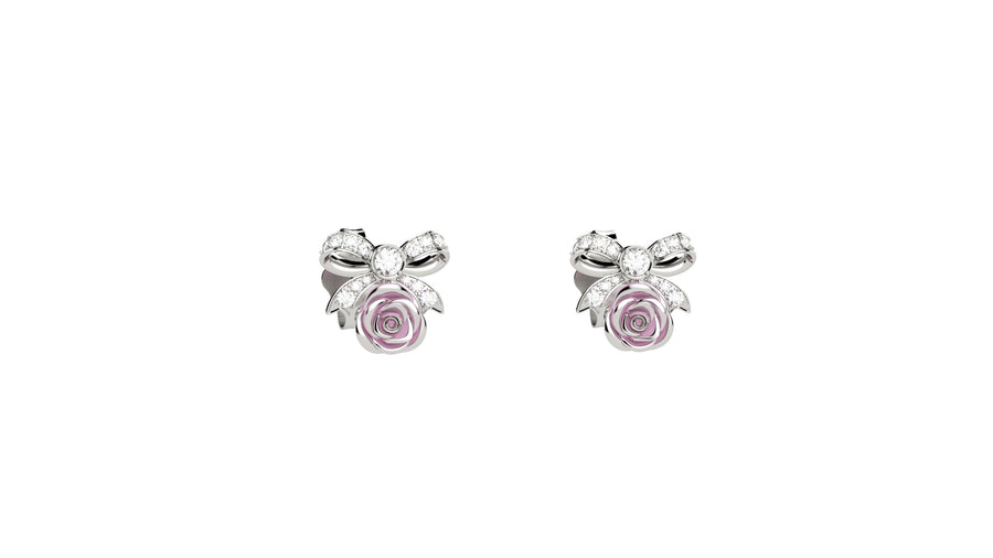 Orecchini Fiocco Brillante in argento 925 con rosa