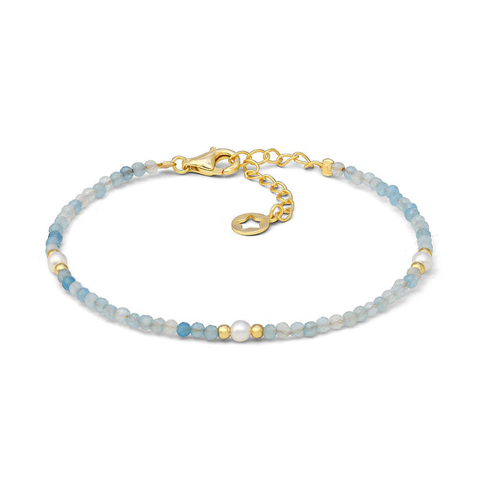 Bracciale Storia di Luce Gift &amp; Color in Argento Dorato, Acquamarina e Perle