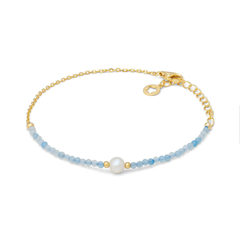 Bracciale Storia di Luce Gift & Color in Argento Dorato, Acquamarina e Perla