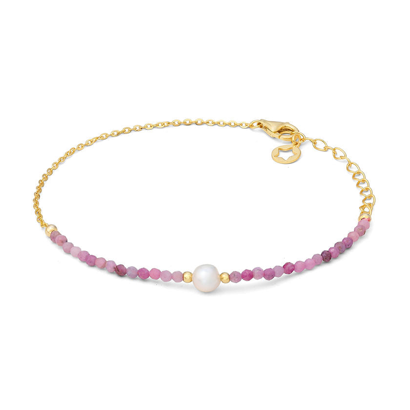 Bracciale Storia di Luce Gift &amp; Color in Argento Dorato con Rubino e Perla