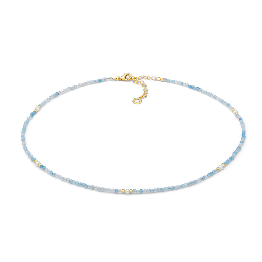 Girocollo Storia di Luce Gift & Color in Argento Dorato, Acquamarina e Perle