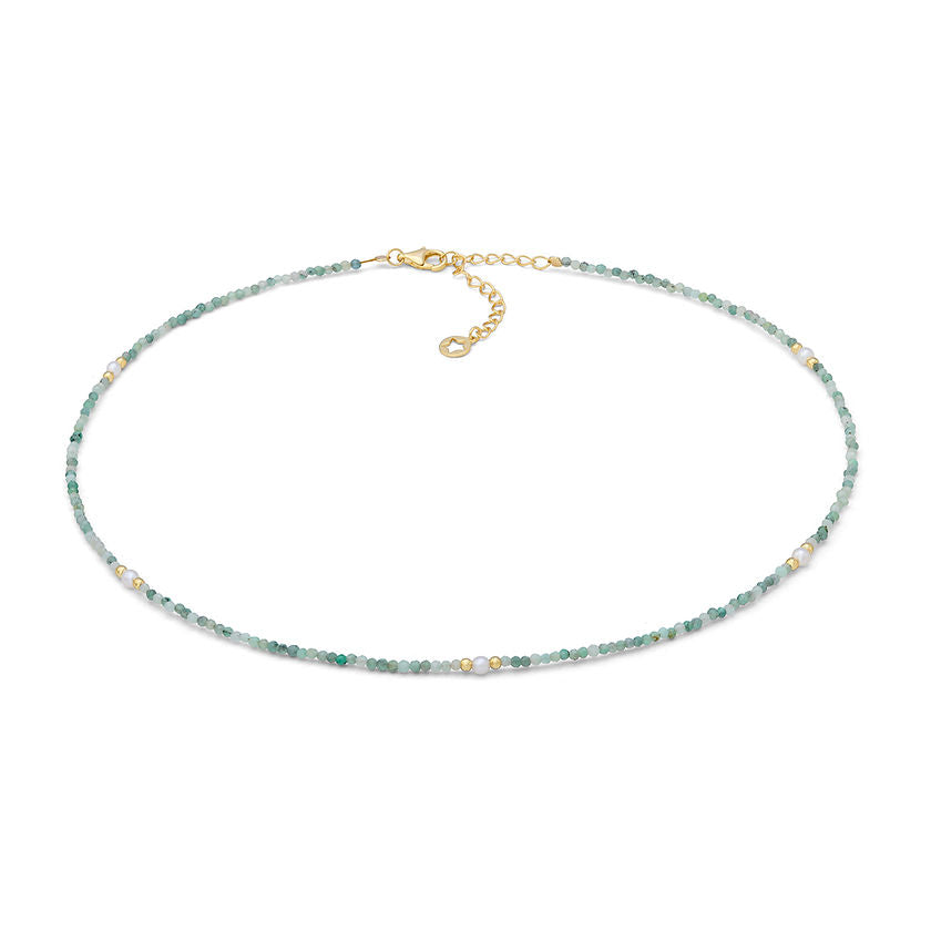 Girocollo Storia di Luce Gift & Color in Argento Dorato con Smeraldo e Perle