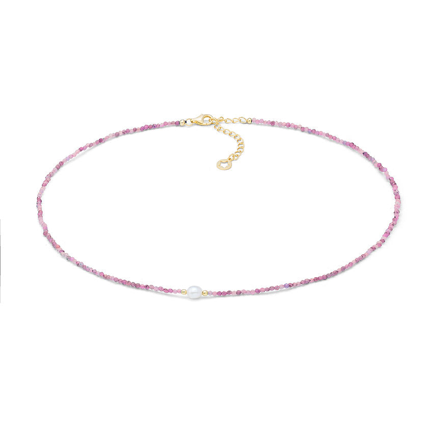 Girocollo Comete Storia di Luce Gift&Color in Argento Dorato, Rubino e Perla