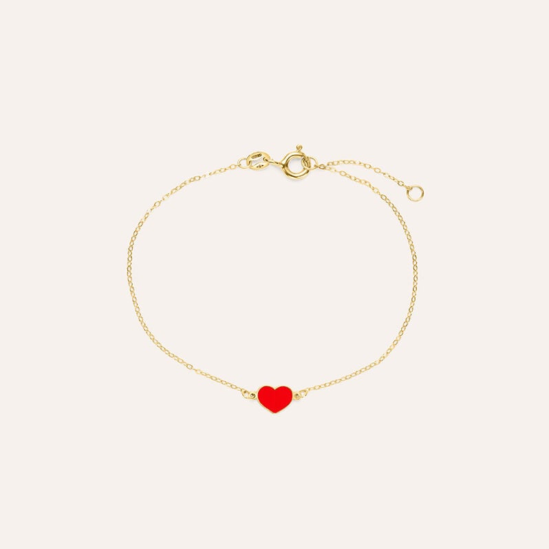 Bracciale cuore Mon Petit in oro giallo 9 kt e smalto