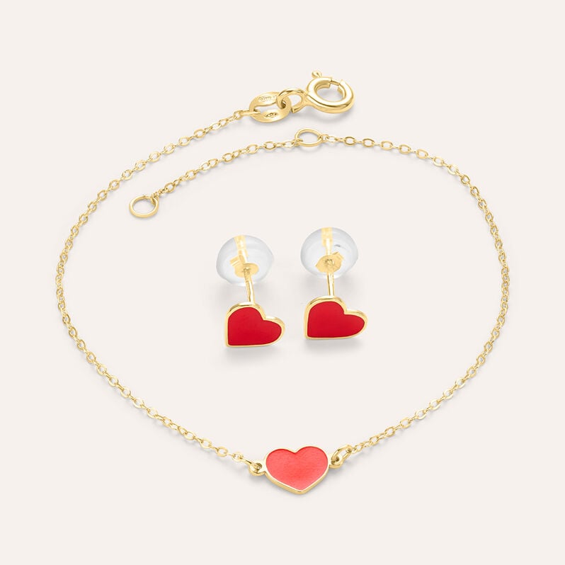 Bracciale cuore Mon Petit in oro giallo 9 kt e smalto