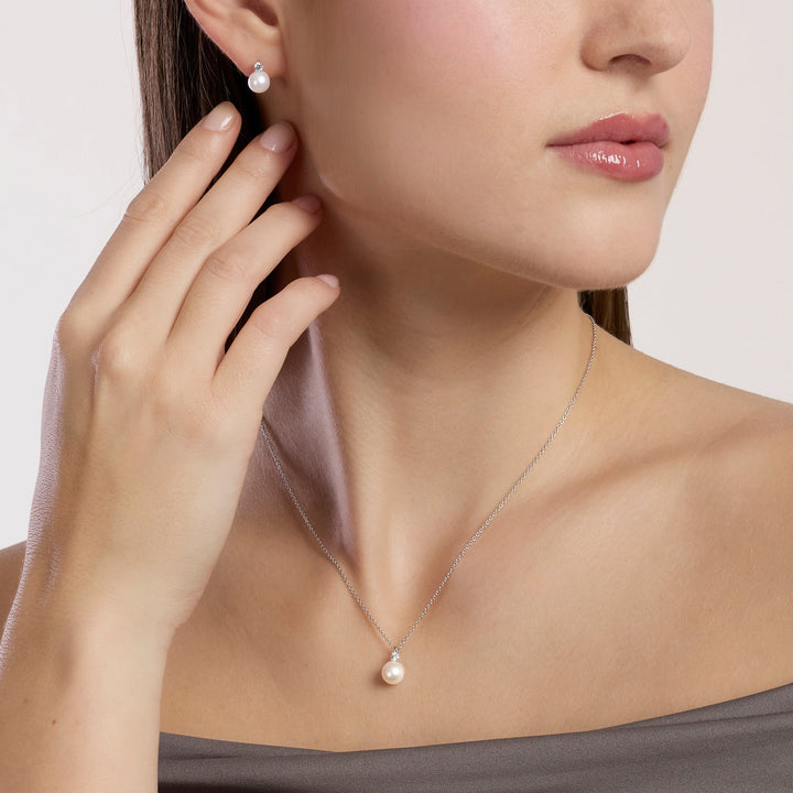 Girocollo MY DIAMOND con perla coltivata e diamante lab-grown