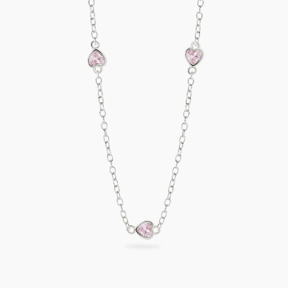 Collana da bambina PETIT COEUR con cuori di zirconi rosa