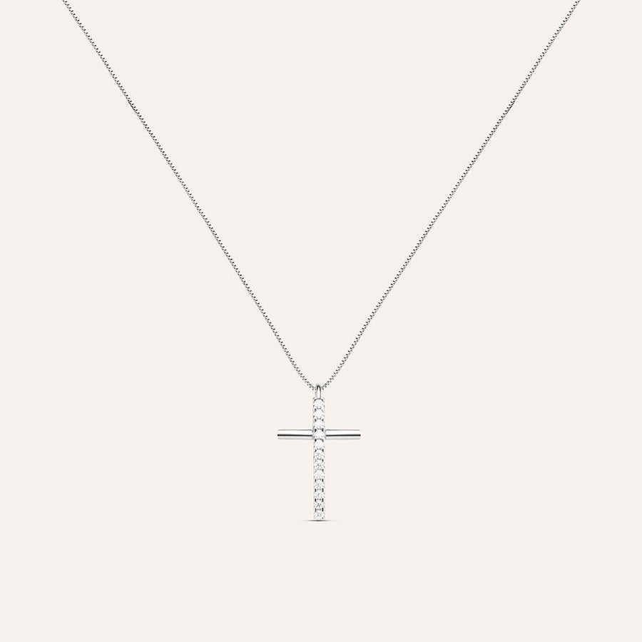 Collana croce Holy in oro bianco 9 kt con zirconi