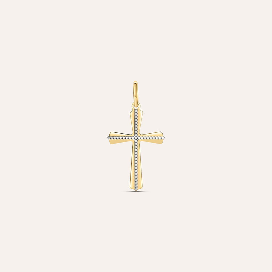 Pendente croce Holy in oro bicolore 9 kt, 2,35 cm