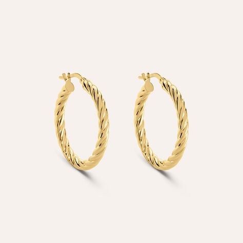 Orecchini a cerchio Toujours in oro giallo 9 kt, 20 mm, profilo corposo