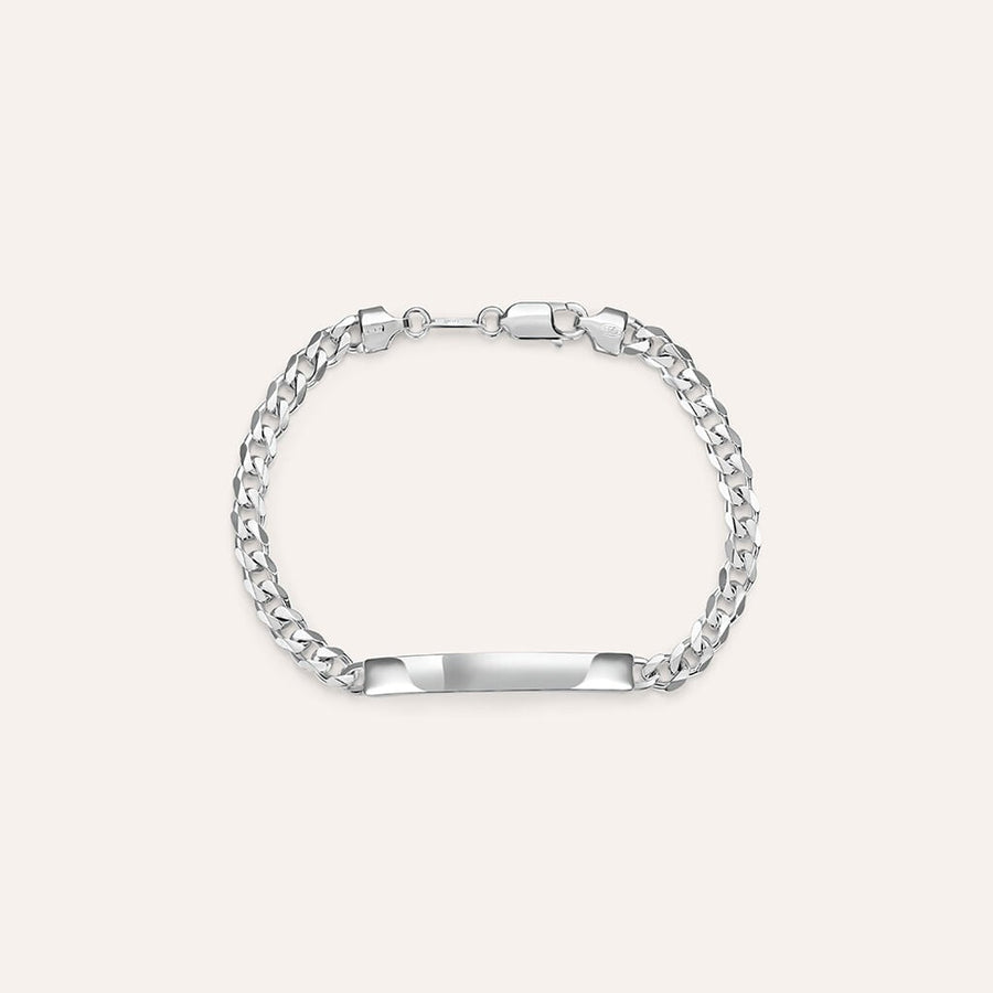 Bracciale con targhetta Gentleman in argento rodiato, groumette