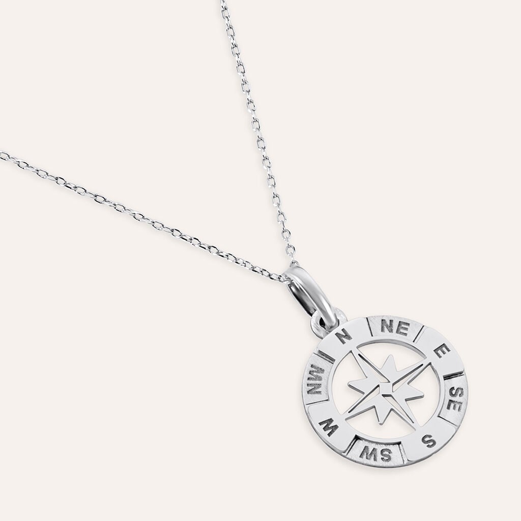 Pendente rosa dei venti Gentleman in argento rodiato