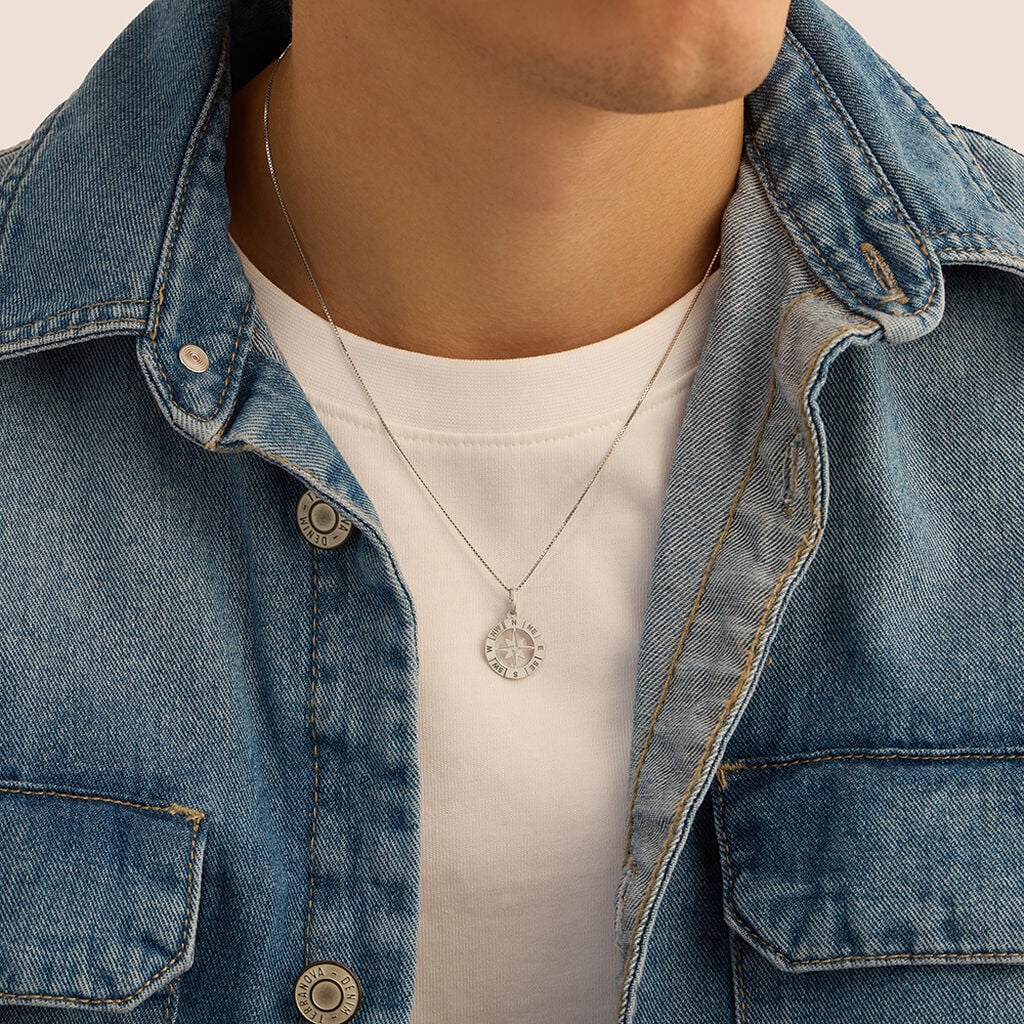 Pendente rosa dei venti Gentleman in argento rodiato